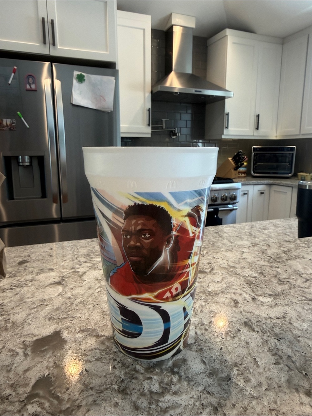 McDonald's Limited Edition Red and White Soccer Player Cup